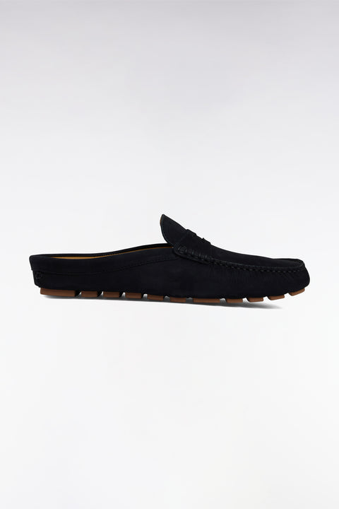 Navy suede slipper loafers - Image 1
