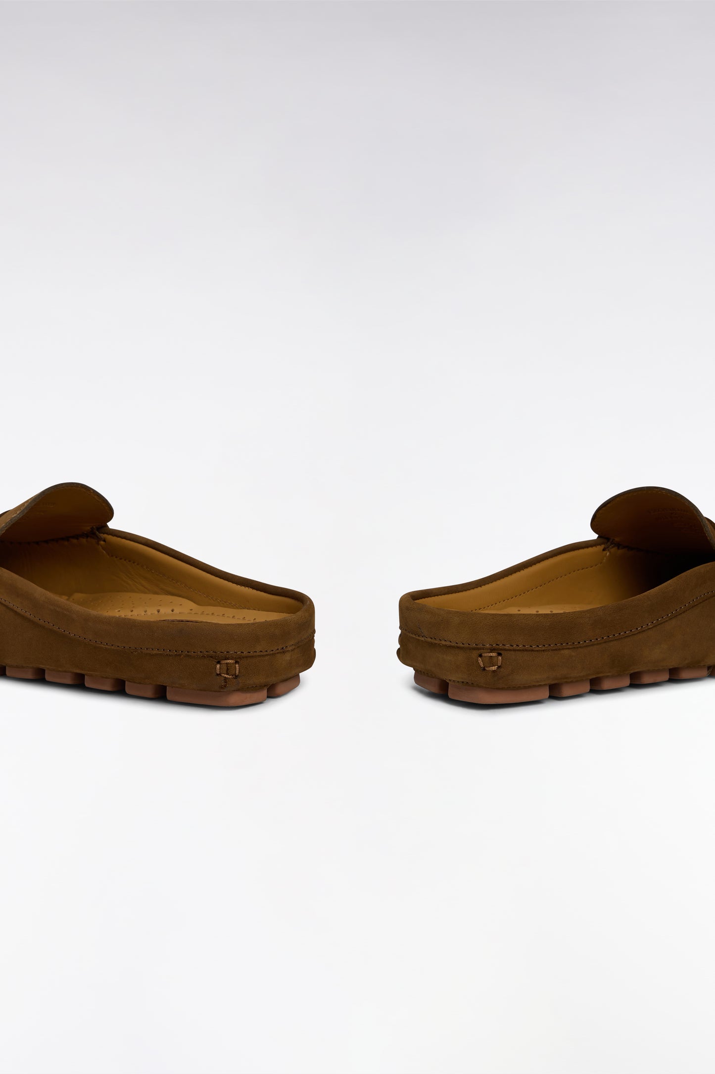 Khaki suede slipper loafers