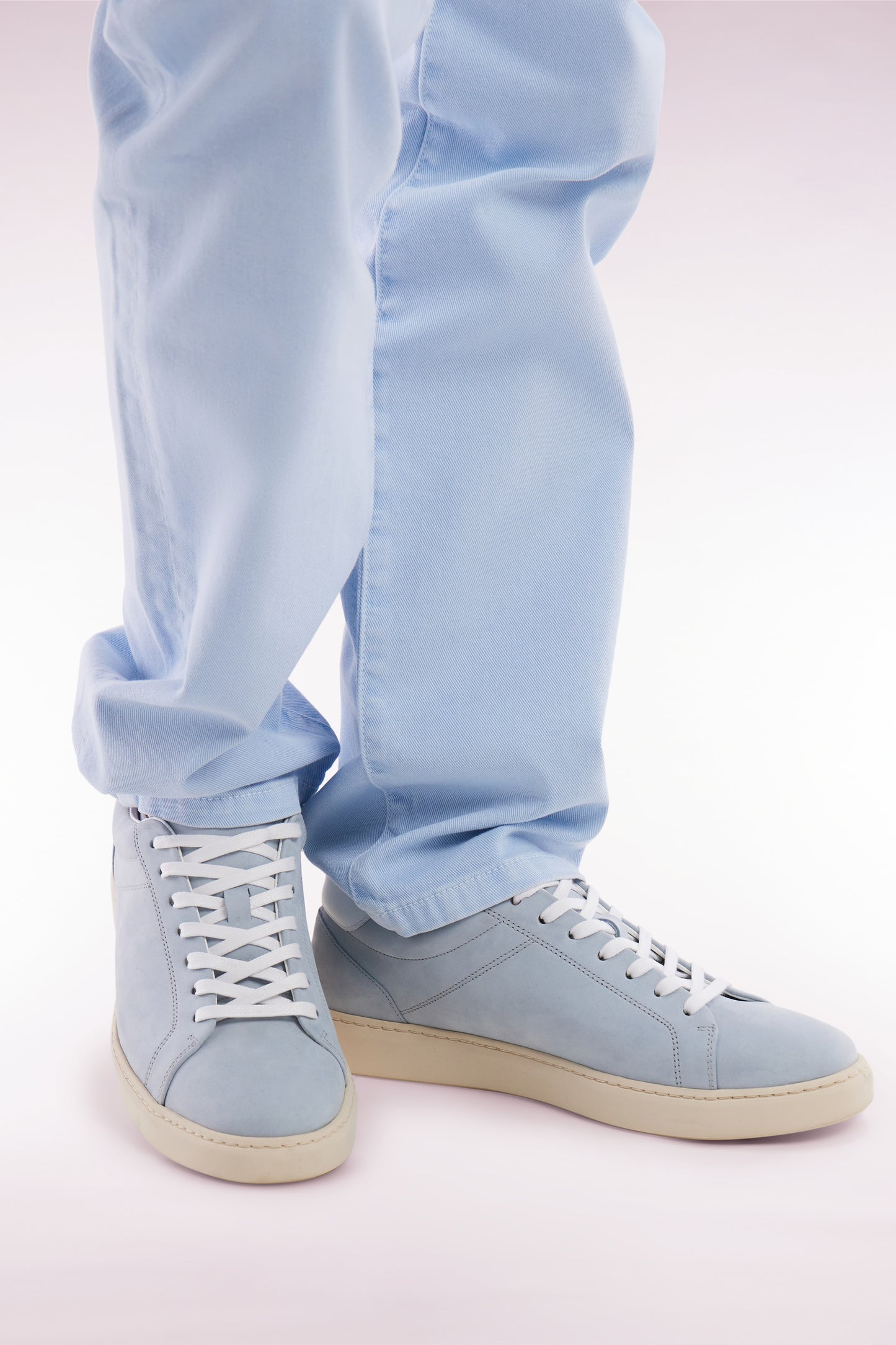 Light grey suede leather low-top sneakers