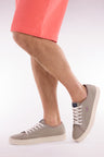 Beige cotton low-top sneakers