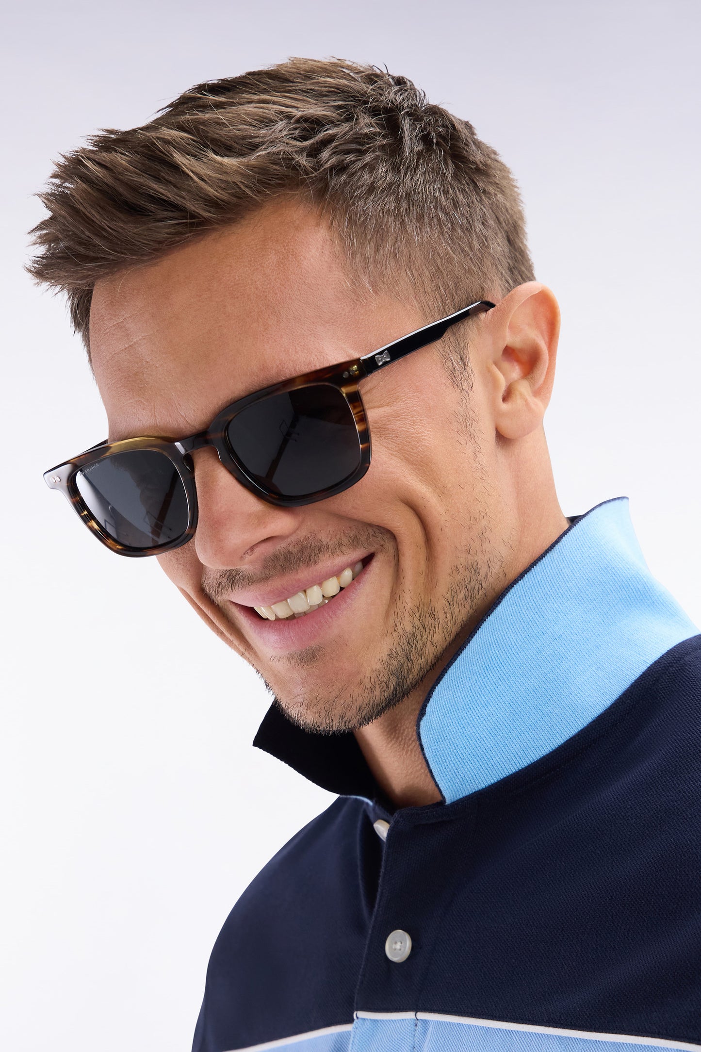 XV de France rectangular sunglasses in black tortoiseshell acetate