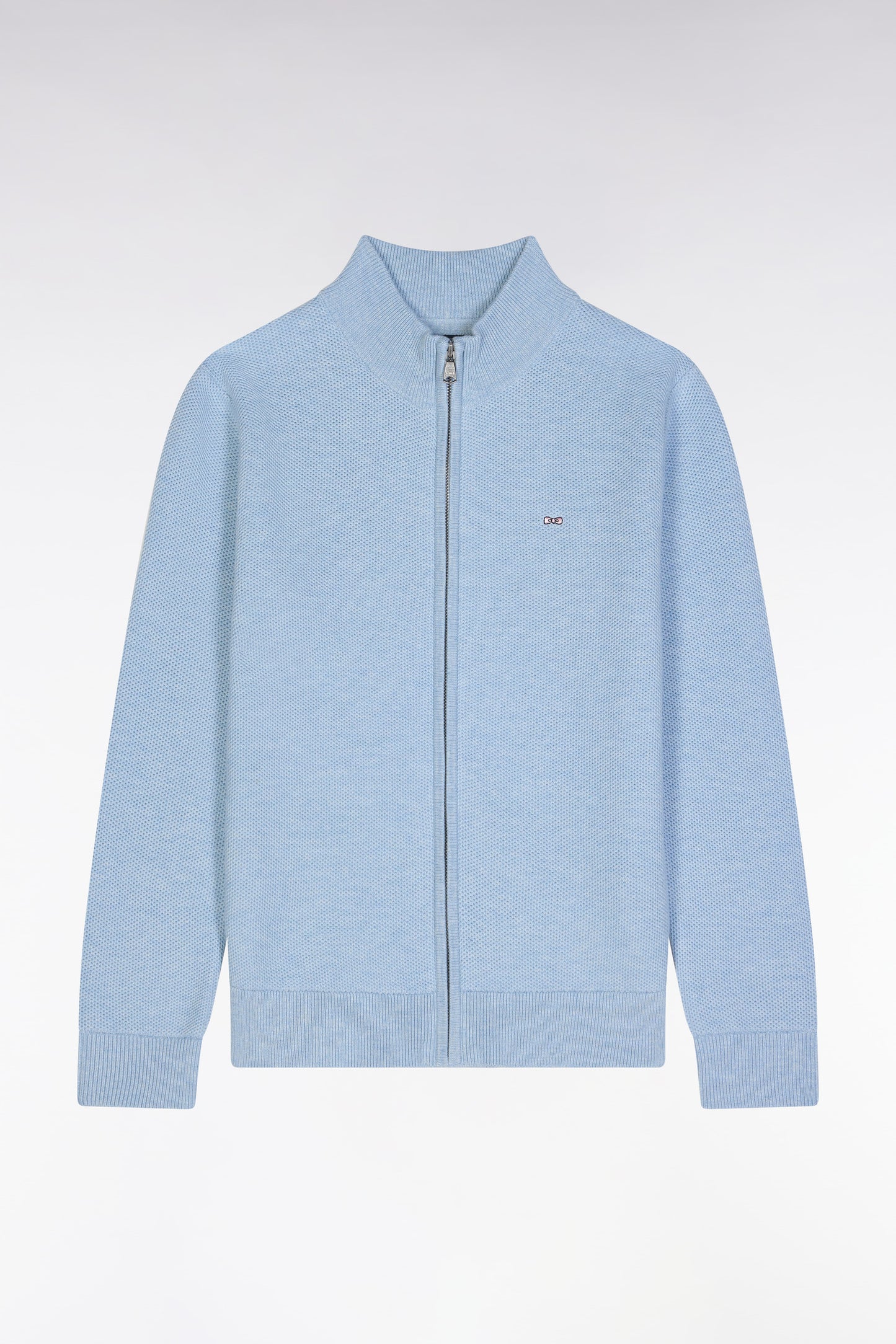 Zip-up straight sky blue cotton cardigan