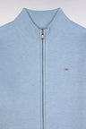 Zip-up straight sky blue cotton cardigan