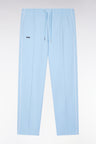 Straight-cut sky blue cotton interlock jogging pants