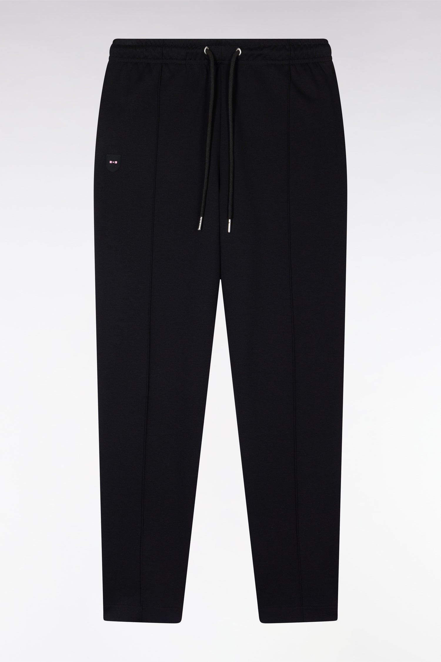 Pantalon jogging en coton interlock noir coupe droite