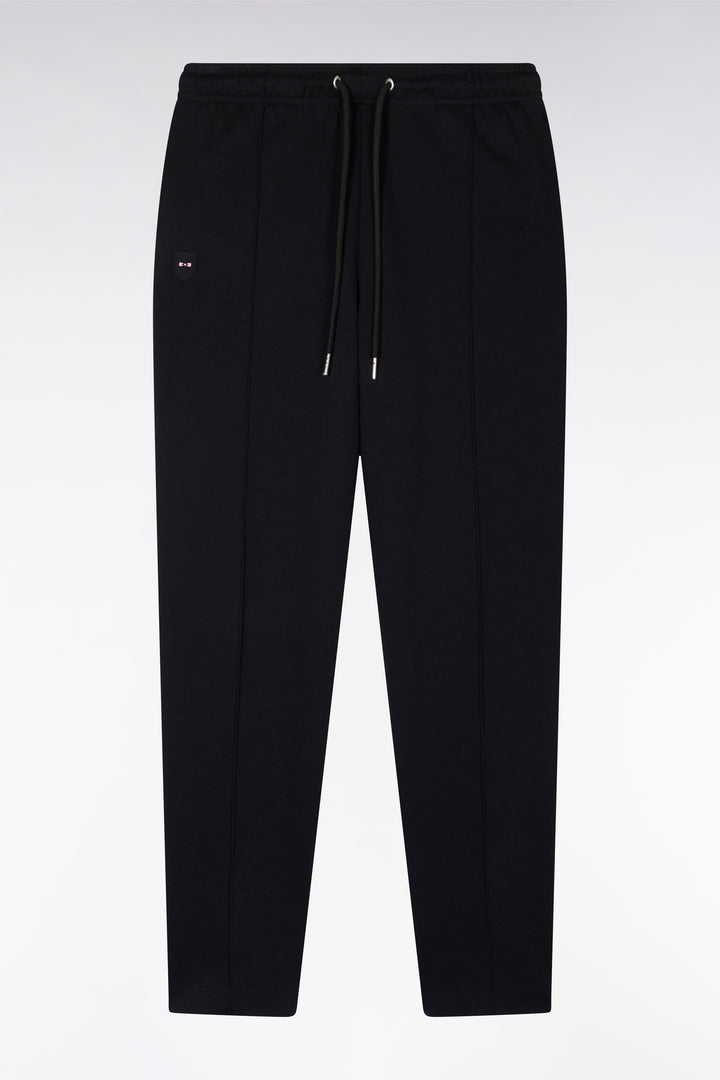 Pantalon jogging en coton interlock noir coupe droite