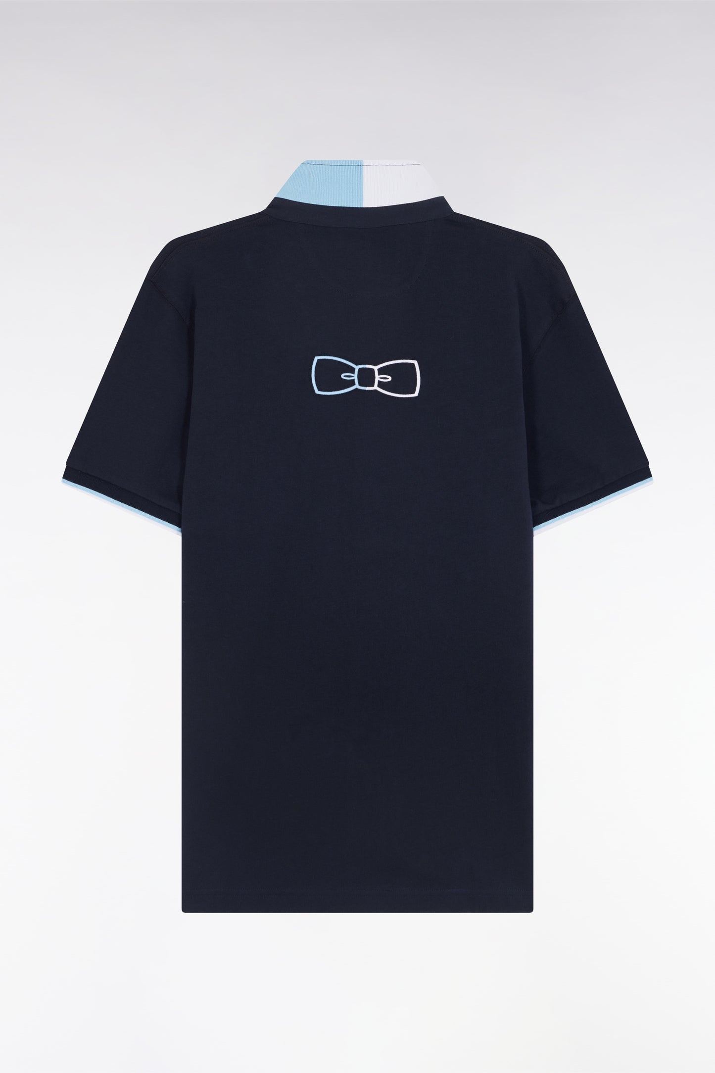 Relaxed-fit short-sleeved navy cotton jersey with two-tone collar