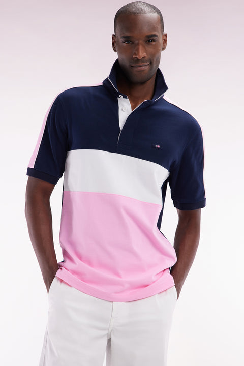 Straight cut and sew short-sleeved rugby jersey in pink cotton - Image 3