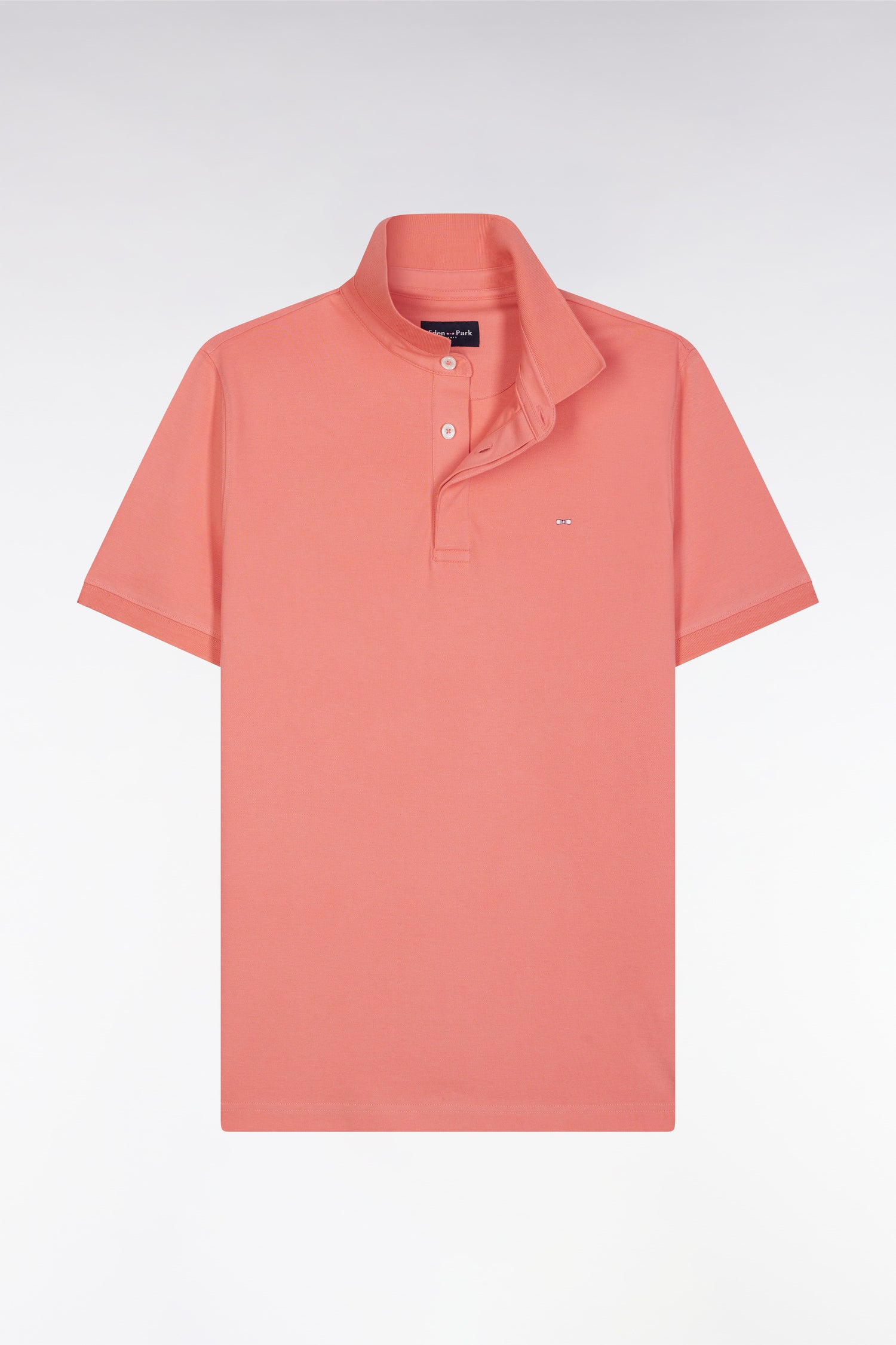 Polo à manches courtes en piqué coton stretch rose saumon coupe ajustée