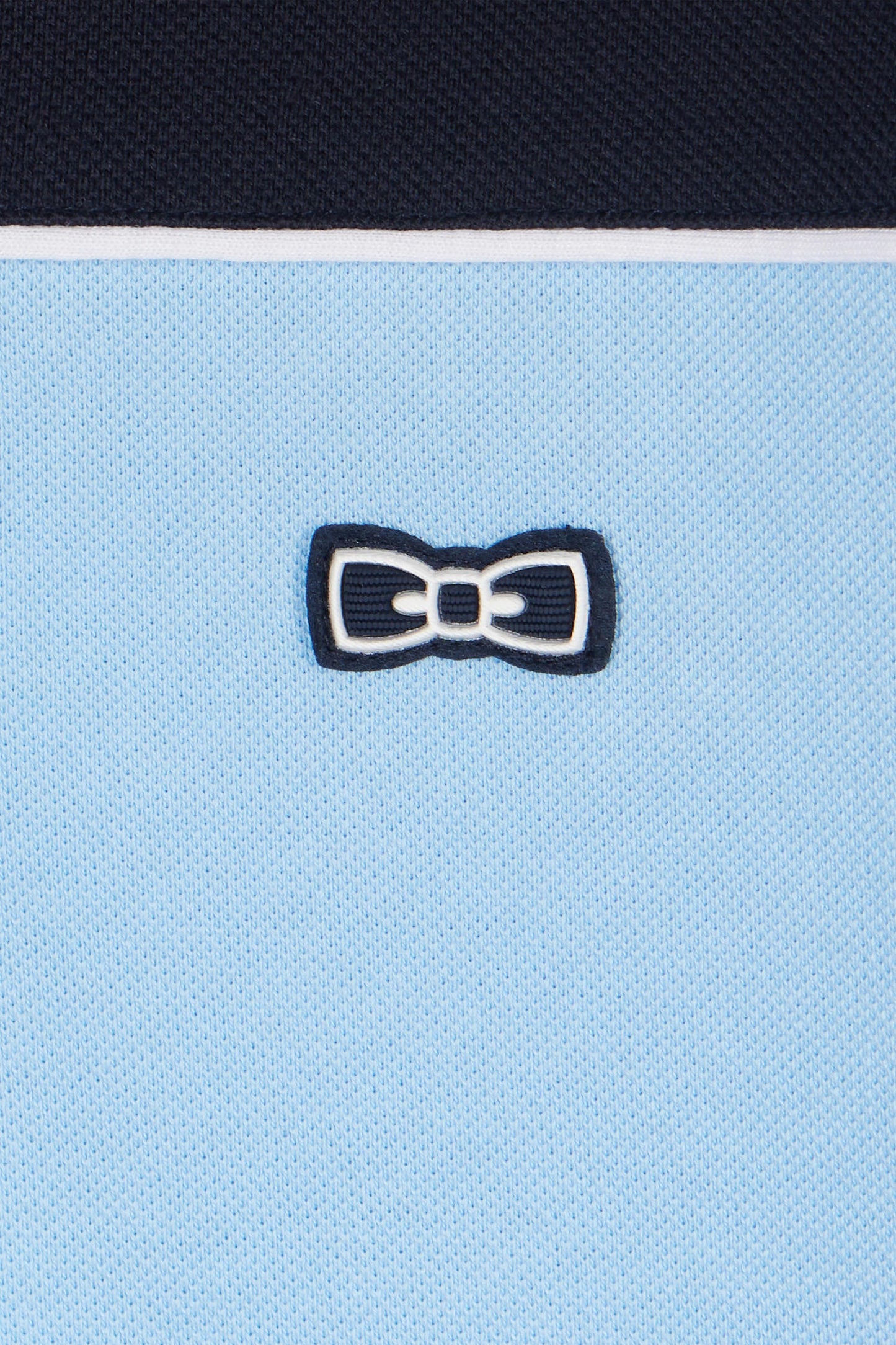 Straight-cut sky blue colorblock short-sleeved cotton piqué polo shirt