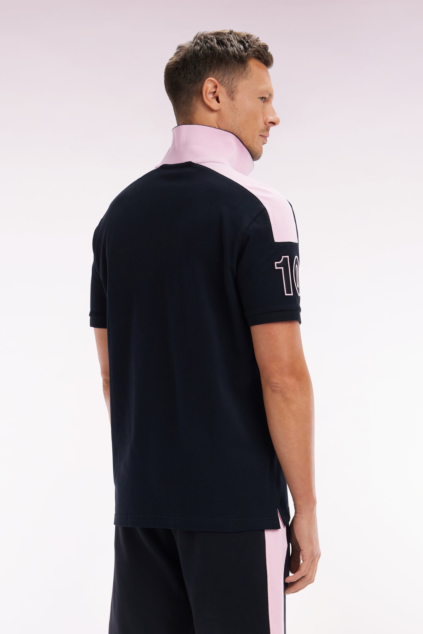 Relaxed-fit New Zealand short-sleeved polo shirt in black cotton