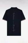 Relaxed-fit short-sleeved navy cotton piqué polo shirt with Eden Park back jacquard lettering