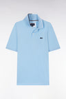 Relaxed-fit short-sleeved polo shirt in sky blue cotton with piped collar