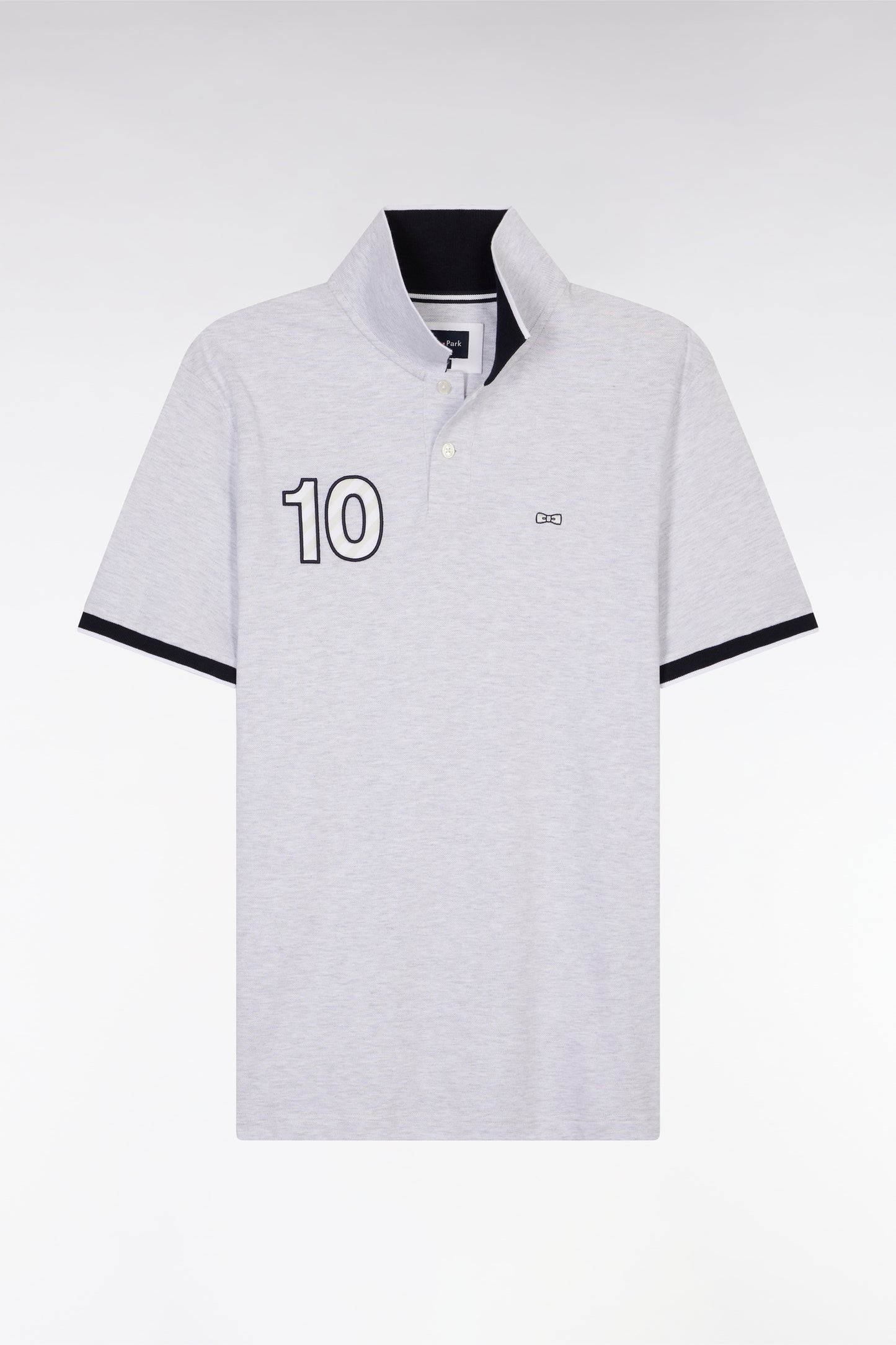 Polo à manches courtes en coton gris broderie 10 coupe décontractée