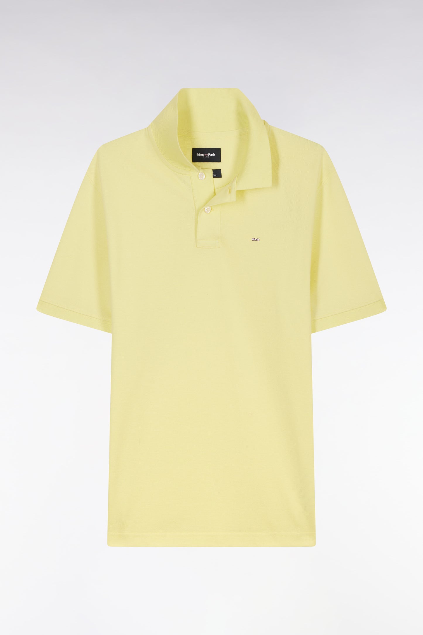 Straight-fit short-sleeved polo shirt in yellow Pima cotton