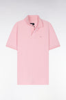 Straight-fit short-sleeved polo shirt in light pink Pima cotton