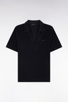 Short-sleeved polo shirt in navy cotton blend