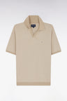 Straight-cut beige cotton polo neck jumper