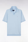 Straight-cut sky blue cotton polo neck jumper