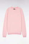 Straight-fit round neck cotton jumper in pink cotton