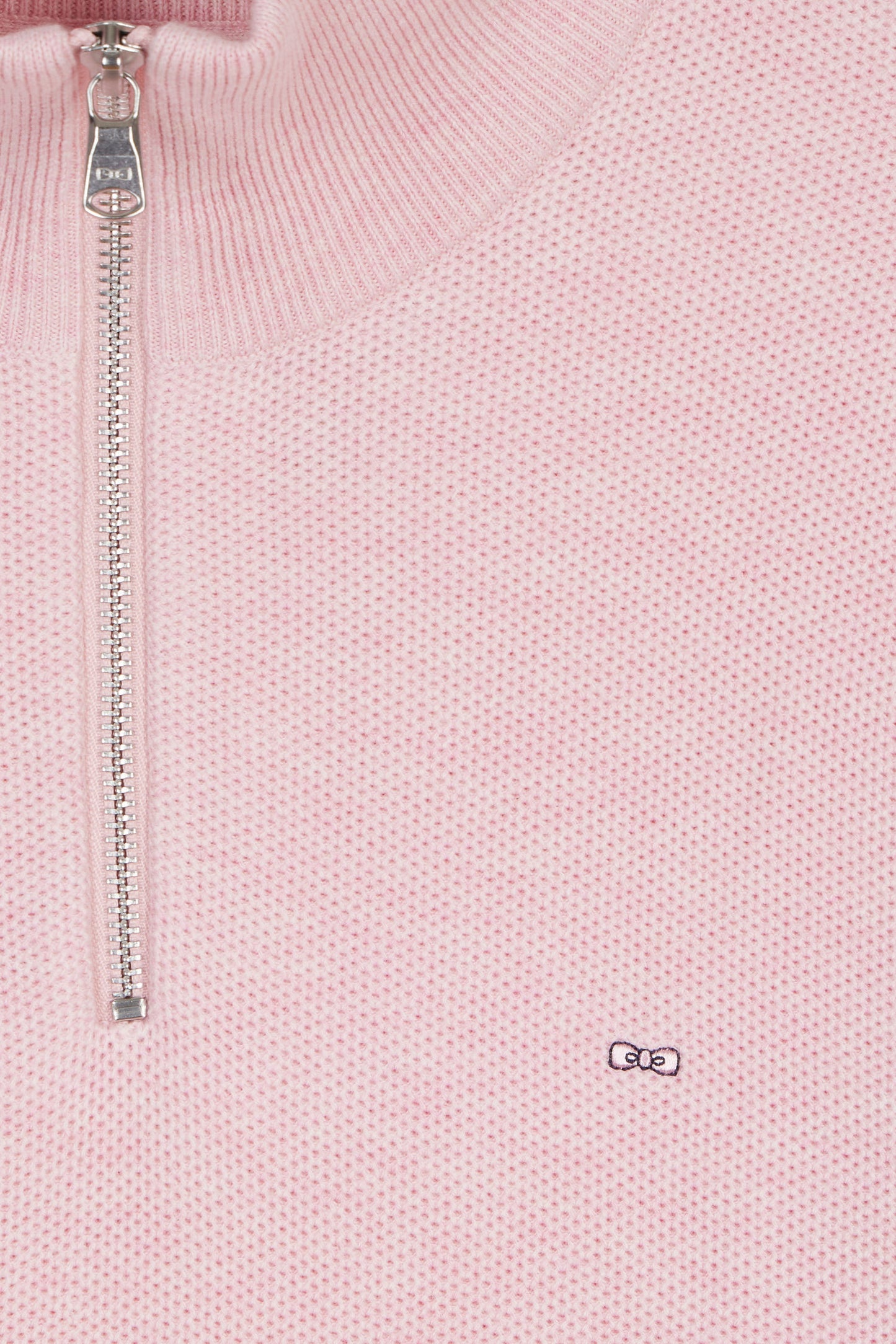 Pull col camionneur en coton nid d'abeille rose coupe droite