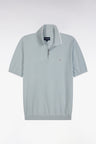 Straight-fit sky blue polo neck jumper in organic cotton and cashmere blend