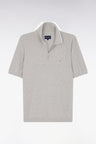 Straight-fit grey polo neck jumper in organic cotton and cashmere blend