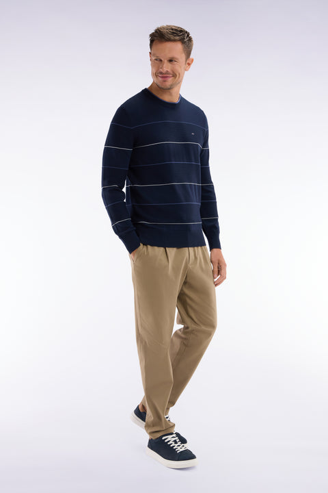 Round-neck navy cotton jumper - Image 3