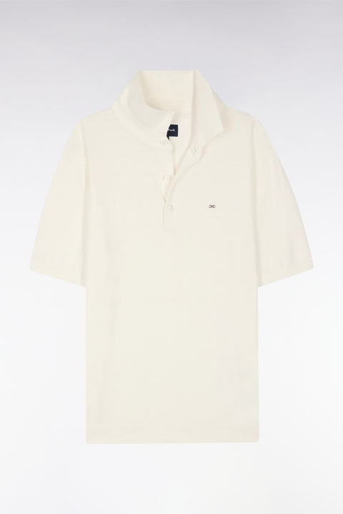 Straight-fit ecru cotton-silk-blend polo neck jumper - Image 2