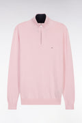 Pull col camionneur en coton rose coupe droite