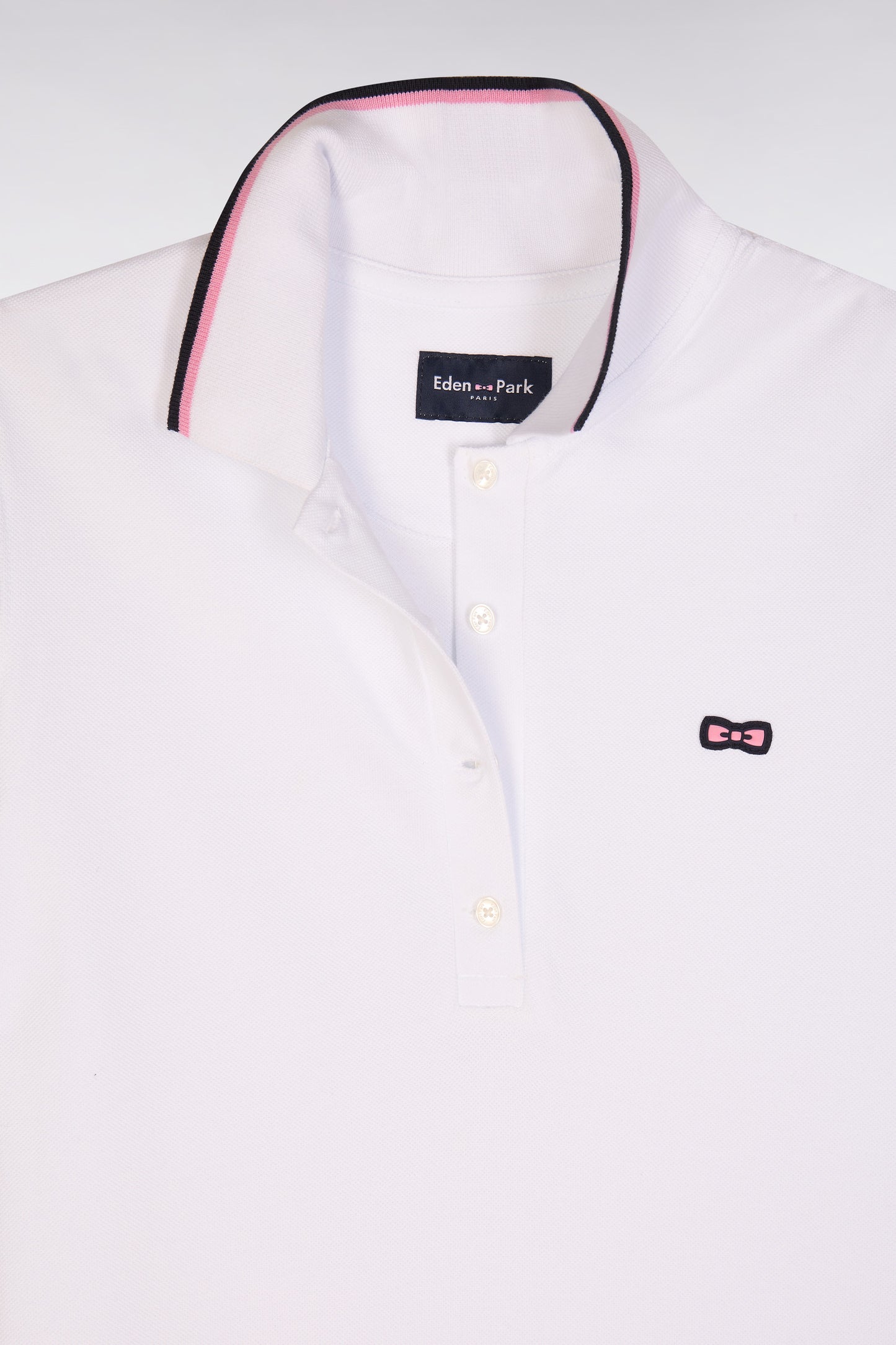 White cotton rugby shirt dress with tricolor accents