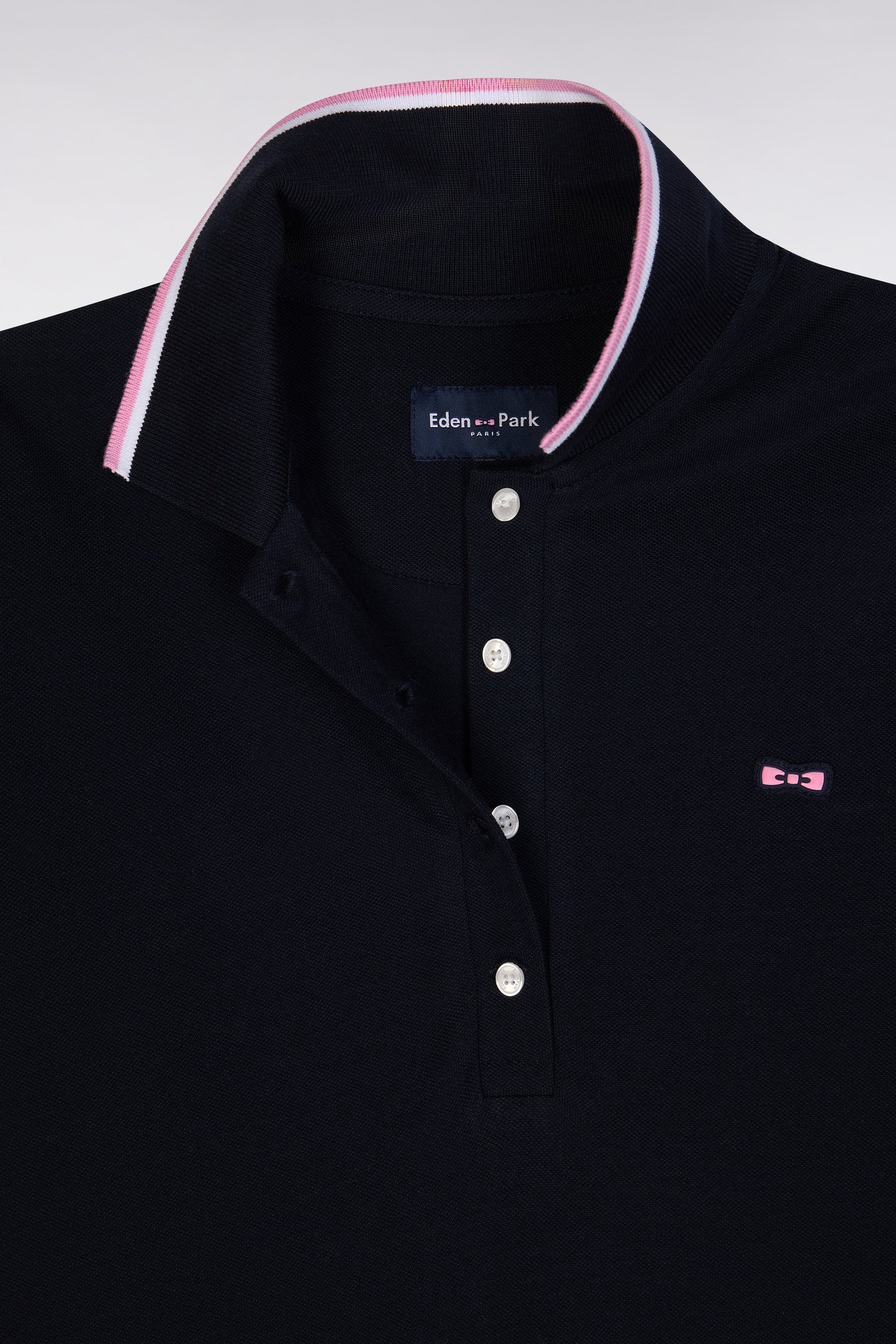 Navy cotton rugby shirt dress with tricolor accents