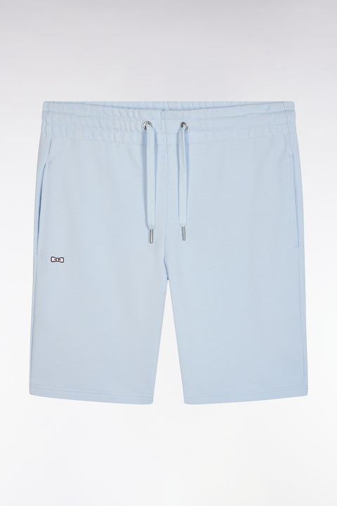 Straight-fit sky blue cotton fleece shorts - Image 2