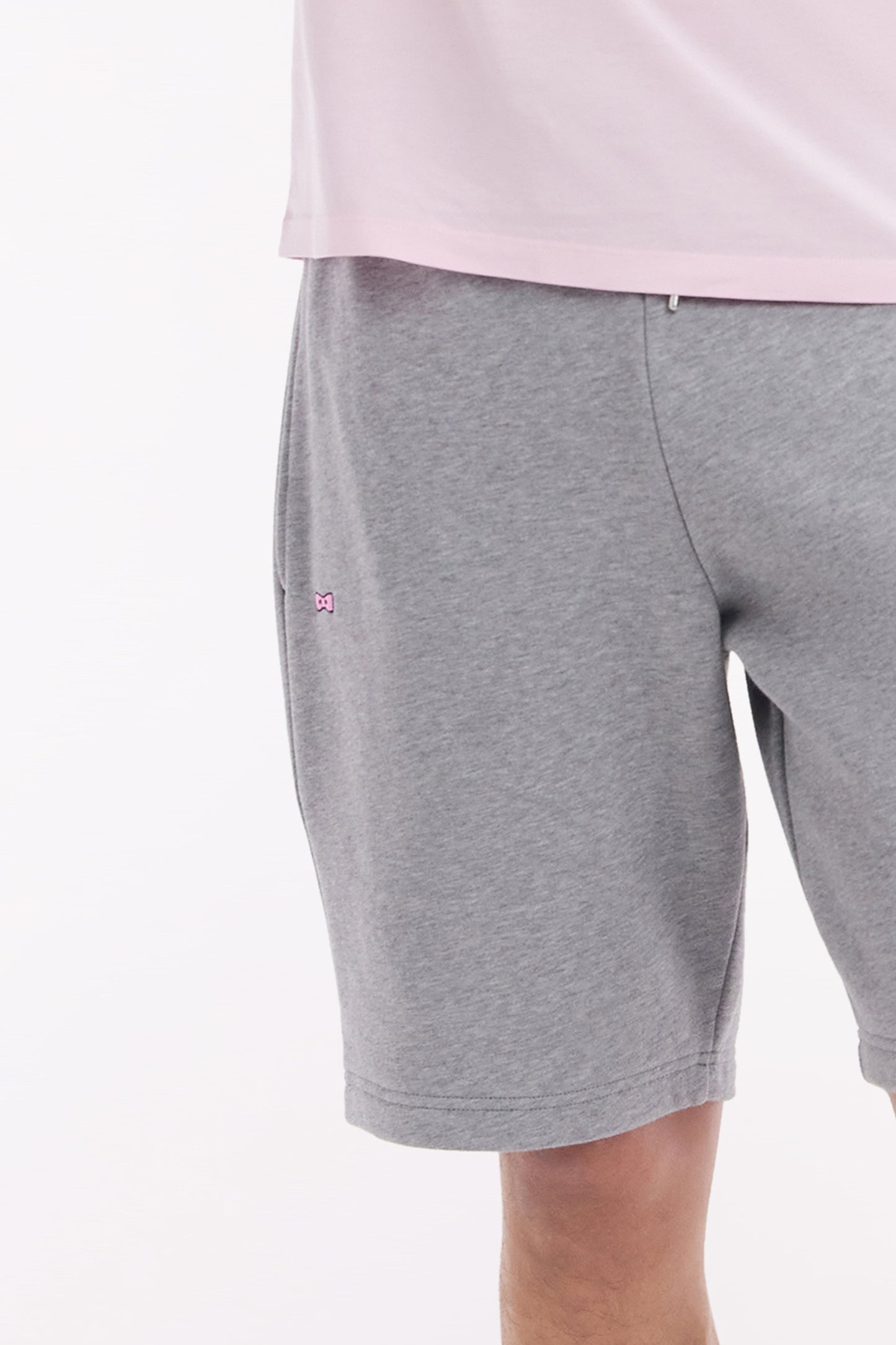 Straight-fit grey cotton fleece shorts