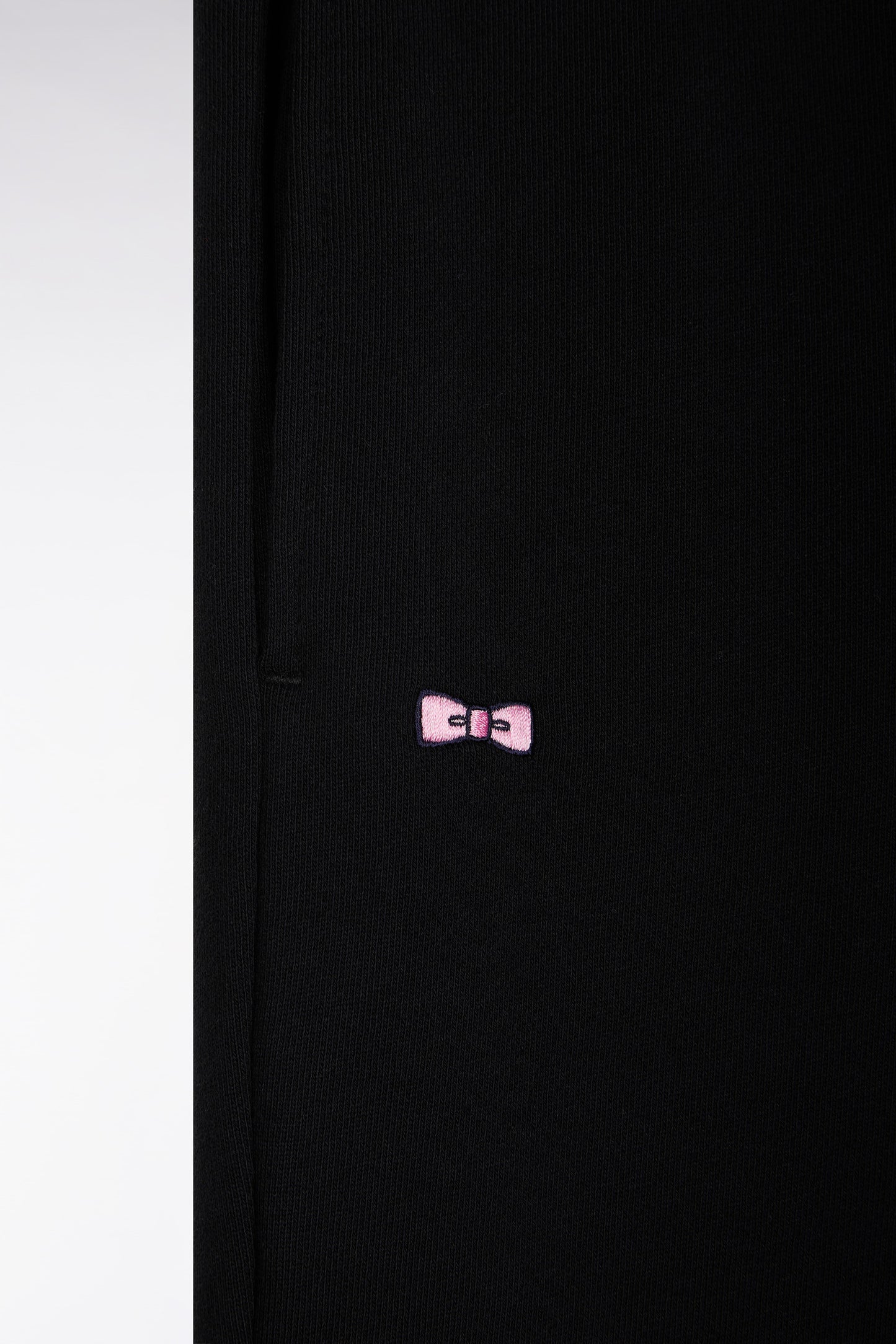 Straight-fit black cotton fleece shorts