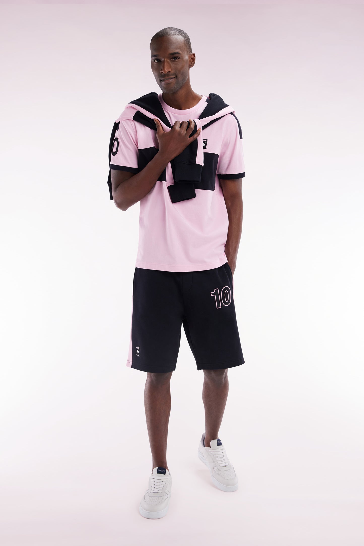Relaxed-fit New Zealand black and pink cotton shorts