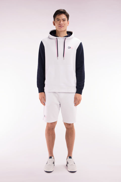 Relaxed-fit white cotton fleece jogger shorts - Image 1