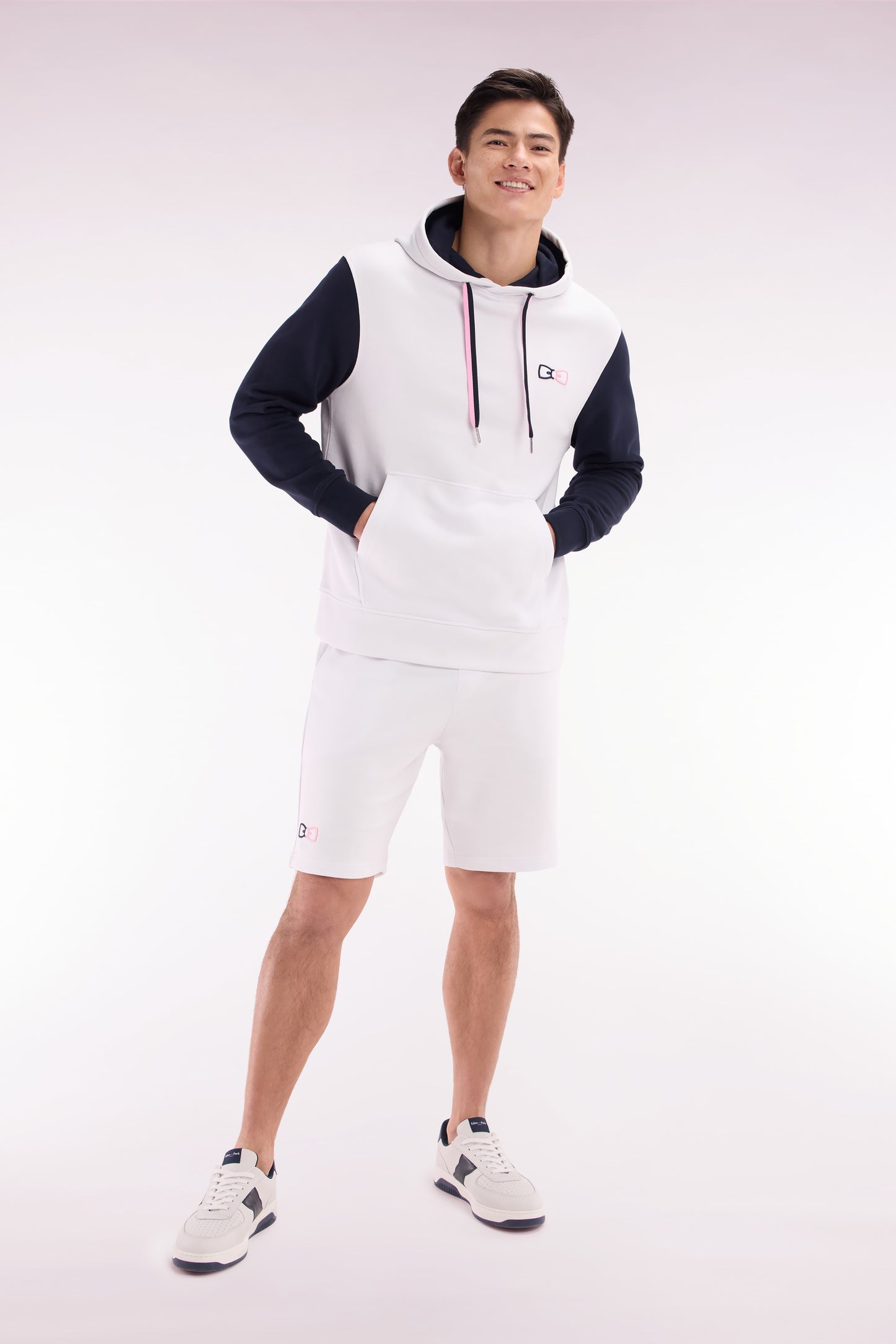 Relaxed-fit white cotton fleece jogger shorts
