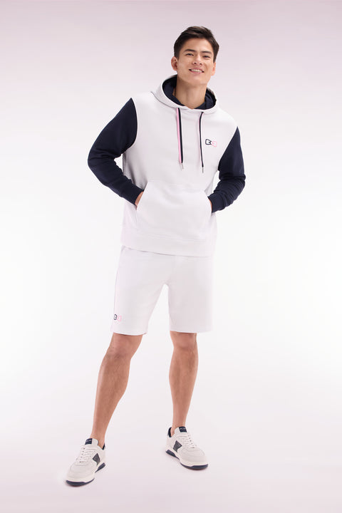 Relaxed-fit white cotton fleece jogger shorts - Image 3