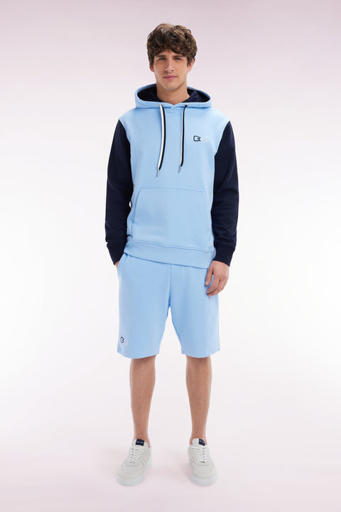 Relaxed-fit sky blue cotton fleece jogger shorts - Image 1