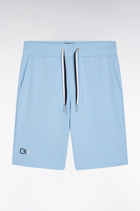 Relaxed-fit sky blue cotton fleece jogger shorts - Image 2