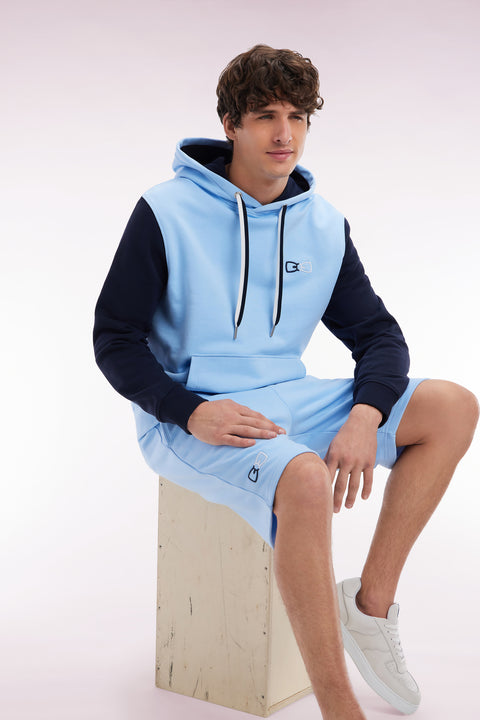 Relaxed-fit sky blue cotton fleece jogger shorts - Image 3