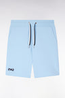 Relaxed-fit sky blue cotton fleece shorts with a striped bow tie embroidery