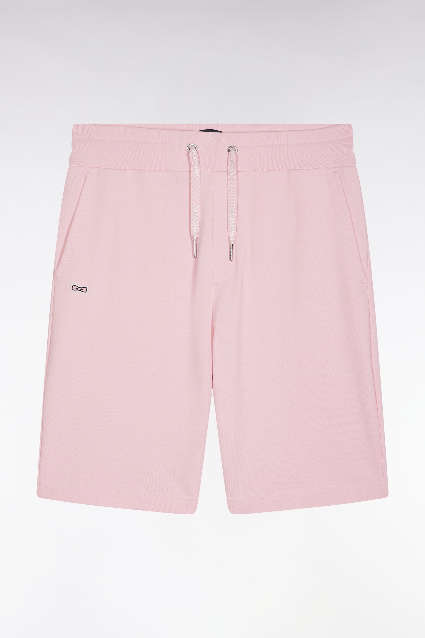 Relaxed fit pink cotton fleece shorts
