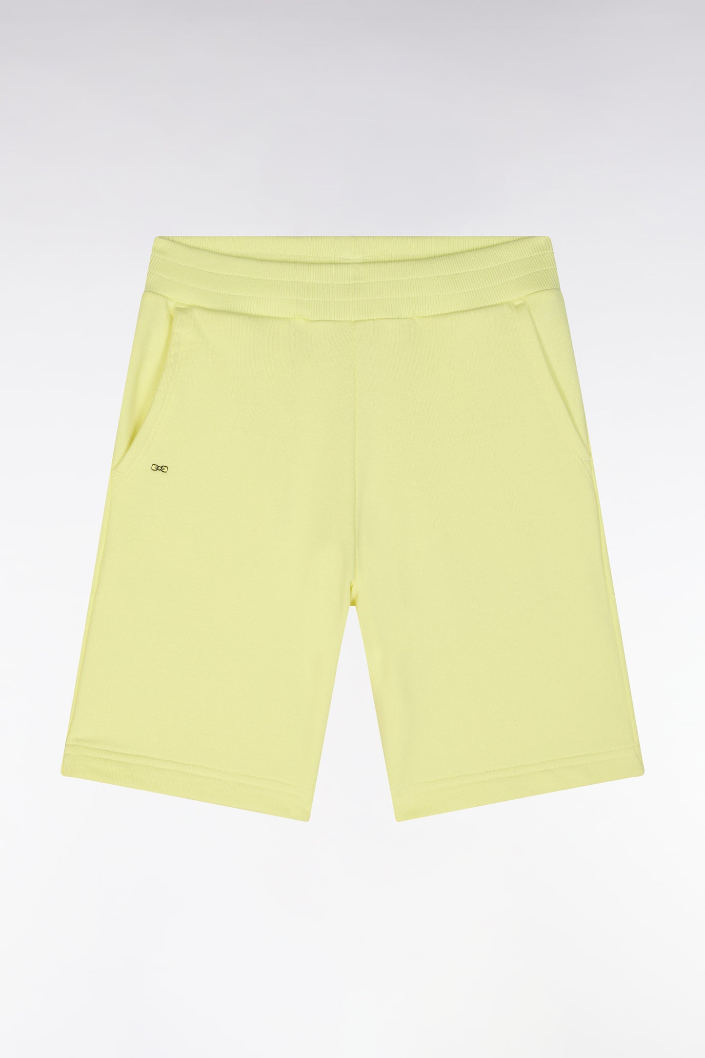 Straight-fit yellow cotton fleece shorts