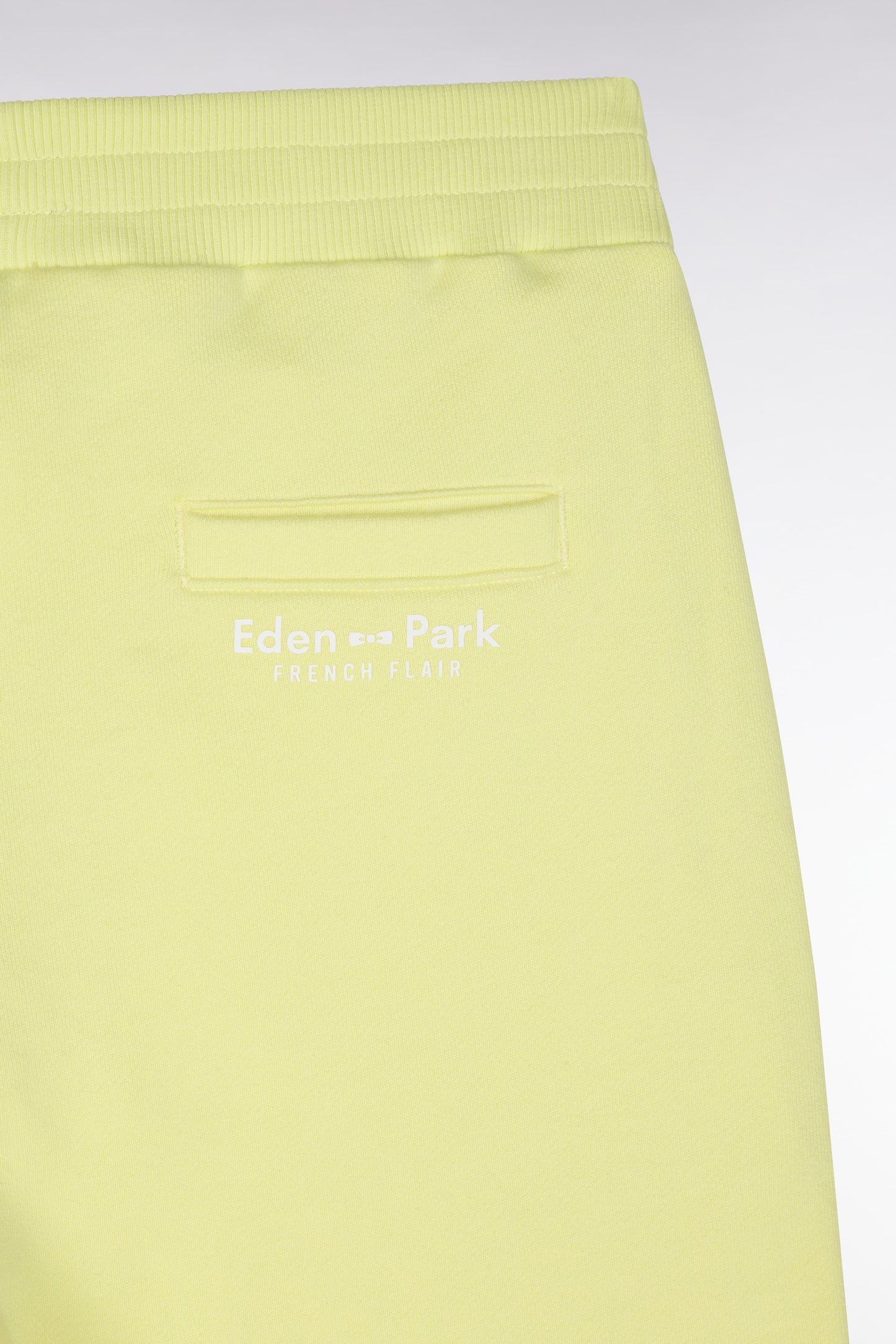 Straight-fit yellow cotton fleece shorts