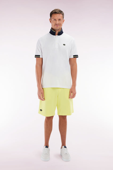 Relaxed-fit yellow cotton fleece shorts - Image 1