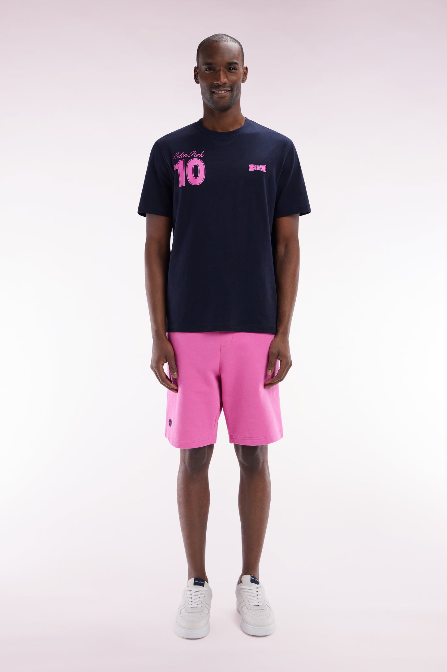 Relaxed-fit pink cotton fleece shorts