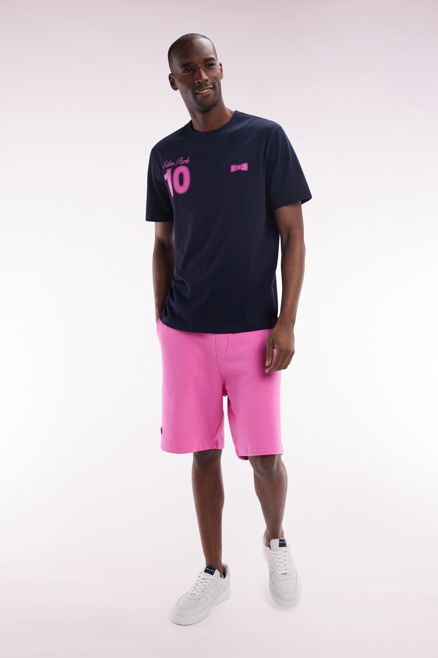 Relaxed-fit pink cotton fleece shorts