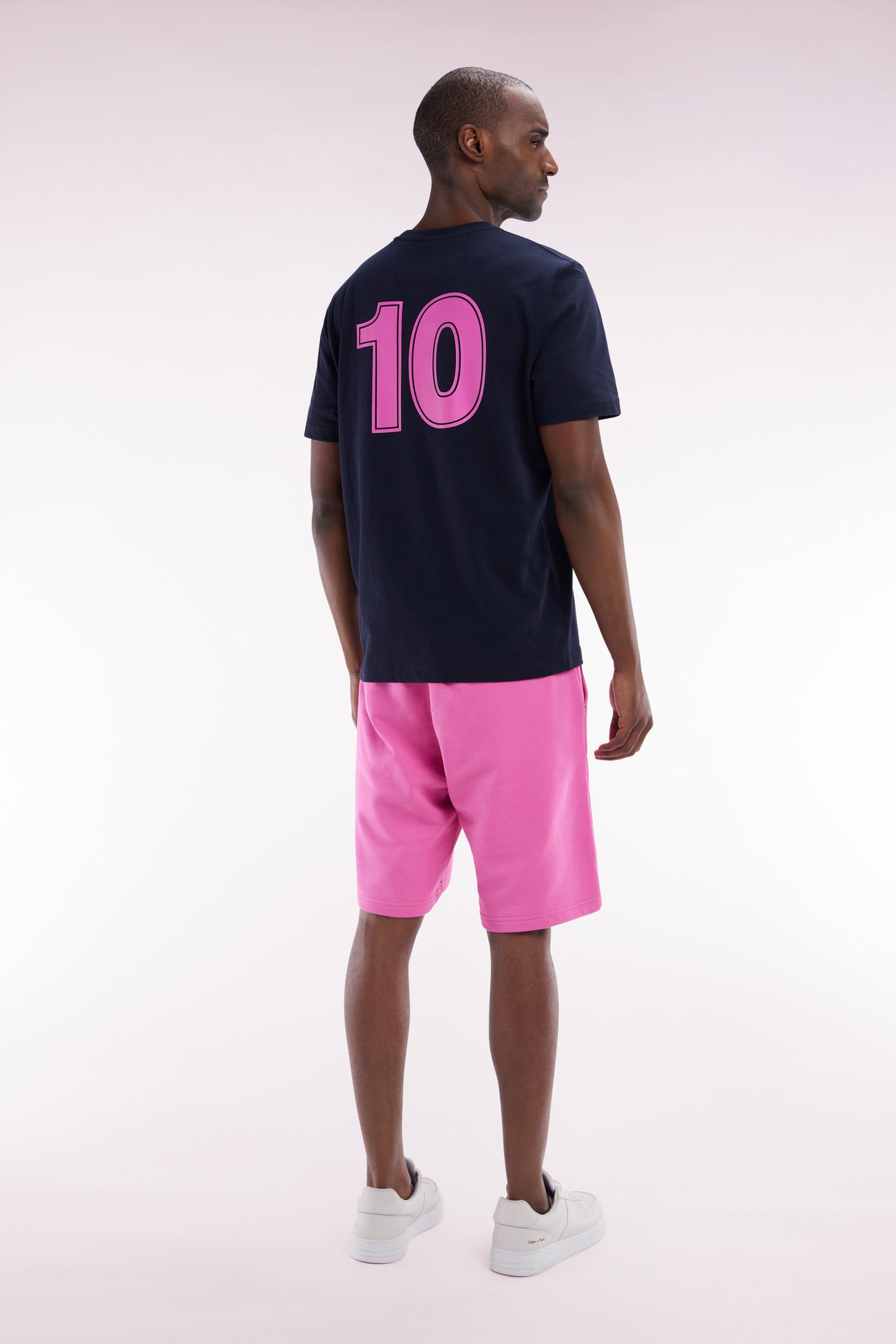 Relaxed-fit pink cotton fleece shorts